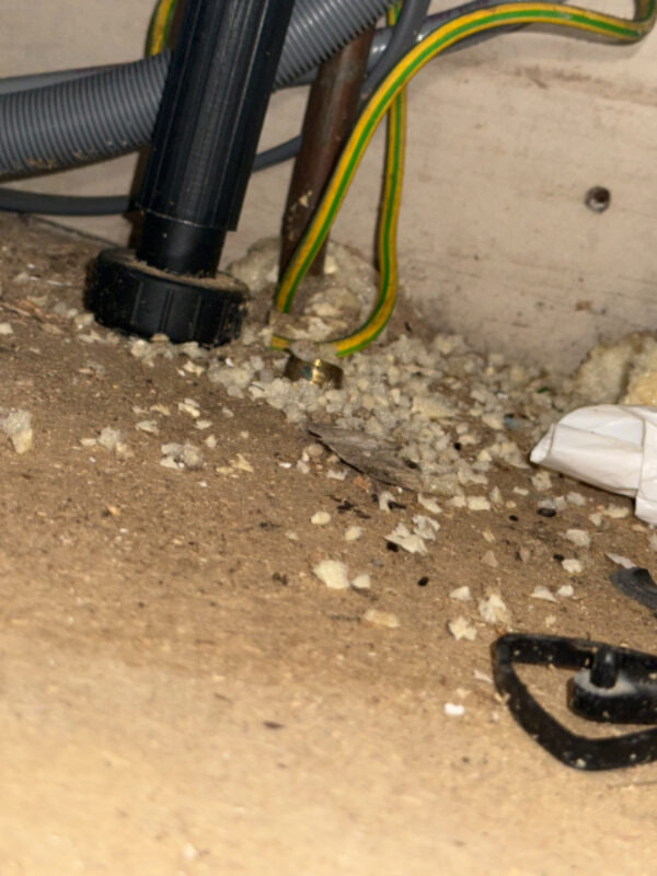 Expanding foam chewed by mice causing property damage